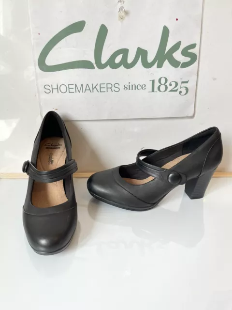 CLARKS SMART COMFY Black Leather Shoes Size UK 6.5 EU 40 Hand