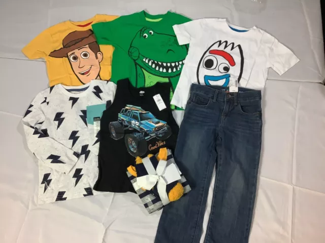 (QTY 7) Size 5 Boy's Clothing Lot Toy Story, Jeans, Pjs FREE SHIPPING