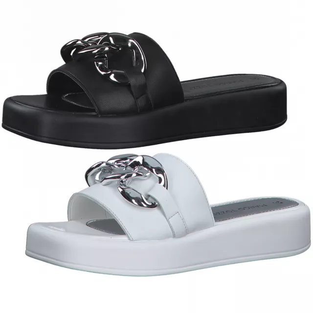 Marco Tozzi Femmes Cuir Sabots Mules Chaîne Plateforme 2-27280-28