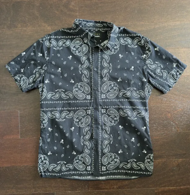 The Kooples Sport Skull Bandana Paisley All Over Print Button Up Shirt Size M