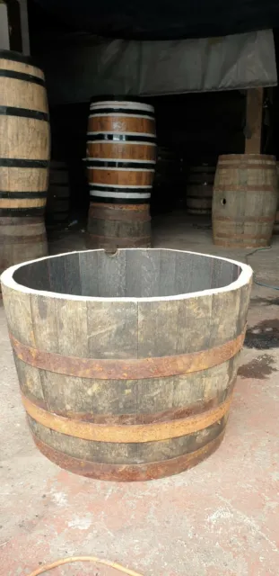 Large Genuine Half Whisky Barrel Planter Oak Whiskey Plant Container