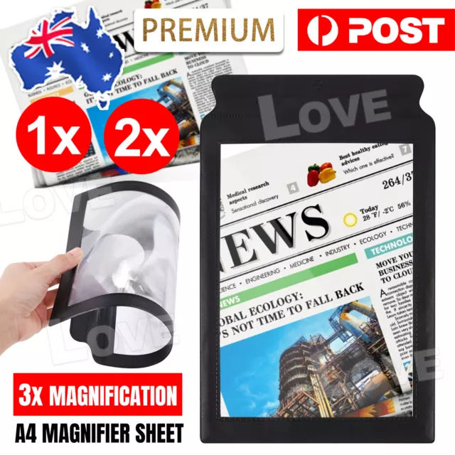 Full Page Magnifier Sheet 3x Big Large Magnifying Glass Reading Book Aid Lens