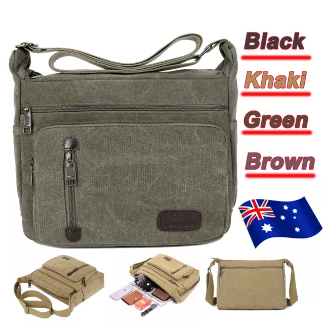 Mens Crossbody Messenger Bag Shoulder Satchel Vintage Canvas Laptop School