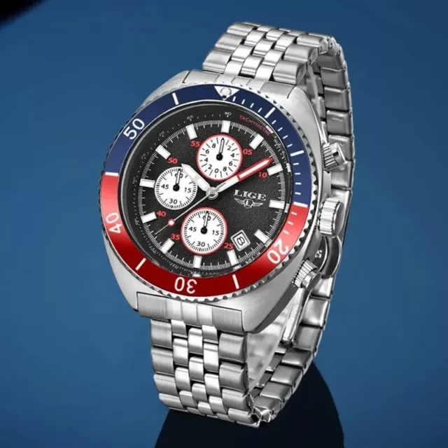 NEW 2024 LIGE Luxury Men’s Quartz Watch Waterproof Luminous Stainless ...