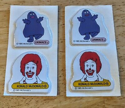 2 VTG 1985 McDonald's Grimace & Ronald McDonald 2 Puffy Sticker Promo Giveaway