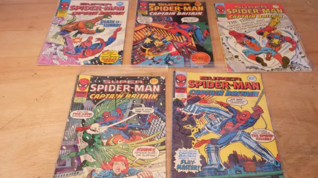 5 x Super Spider-man Captain Britain comics weekly Marvel Comics 1977