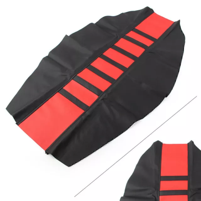 Motorcycle Red Pro Ribbed Rubber Gripper Soft Seat Cover For HONDA YAMAHA SUZUKI