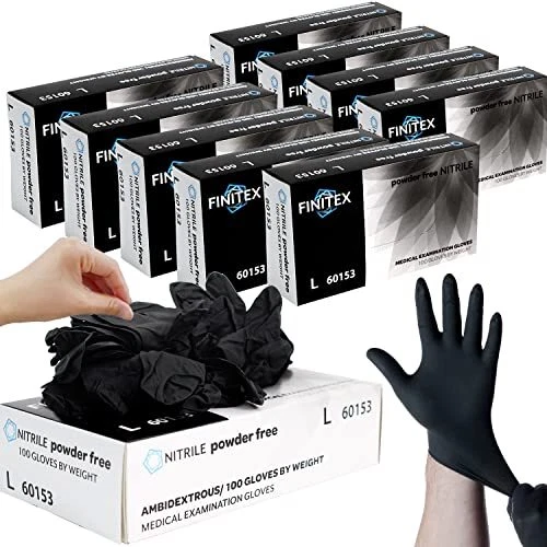 - Black Nitrile Disposable Gloves, Exam Gloves, Powder-free, Latex-free,