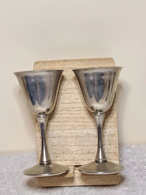 A Pair Of Vintage Silver Plated Small Goblets (made in Italy)