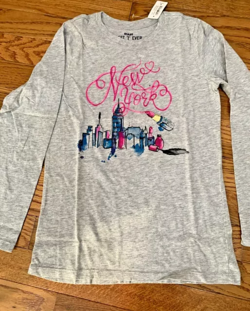 RUUM GIRLS Sz Small 7/8 New York long sleeve t-shirt lipstick pink makeup NWT