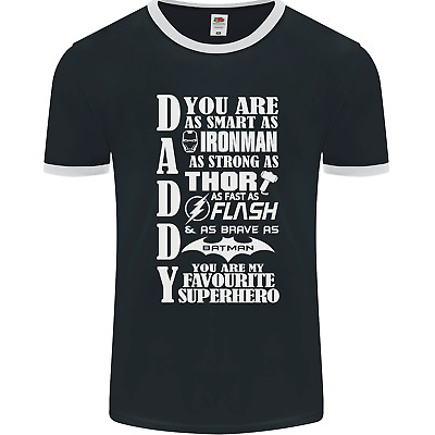 Daddy My Favourite Superhero Fathers Day Mens Ringer T-Shirt FotL