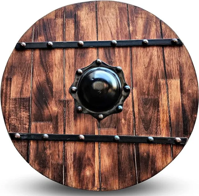 Medieval Vikings Handcrafted Adult Size 24" Warrior Shield Handmade Natural Wood