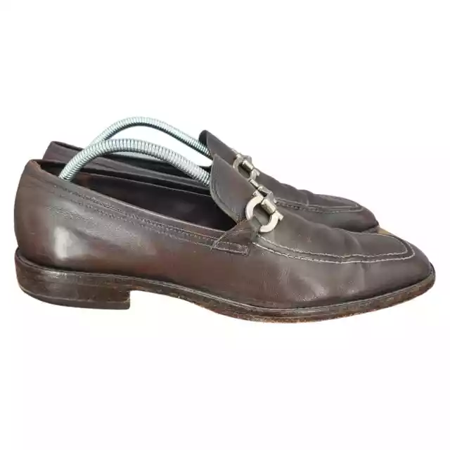 SALVATORE FERRAGAMO LOAFERS Mens 10 Brown Leather Horse Bit Slip Shoes ...