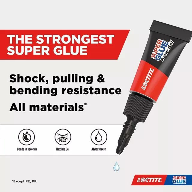 Loctite Mini Trio Power Gel, starkes Superklebegel für Reparaturen, alle 3 x 1g 2