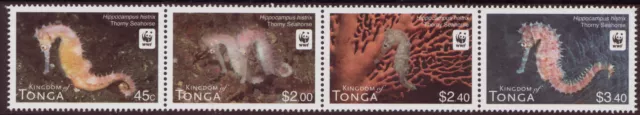 Tonga 2012 Wwf Fish, Thorny Seahorse Unmounted Mint Strip Of 4