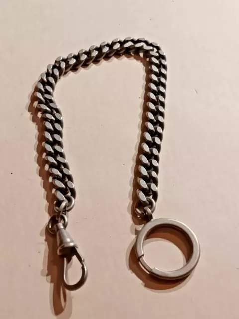 Ancienne Chaîne Giletière Metal Blanc Pour Montre De Poche A Gousset