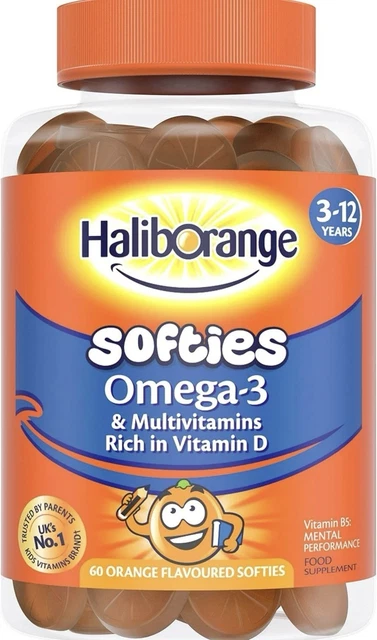 HALIBORANGE KIDS VITAMINS Omega-3 & Multivitamin Orange Softies - 60 ...