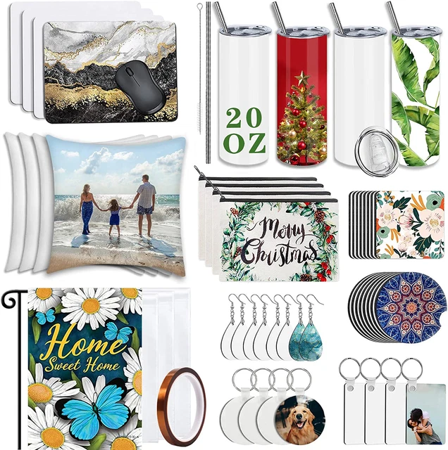 80PCS Sublimation Blanks Products Set, Sublimation Blank Tumblers, Coaster, Make