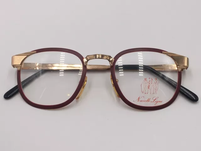 NOUVELLE Brille Damen Rund rot gold Panto braun NL 530 1980er Vintage