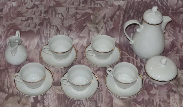 Vtg Gold Trim Kahla Porcelain Tea/Demitasse Coffee Set! 15 Pcs! Gdr East Germany