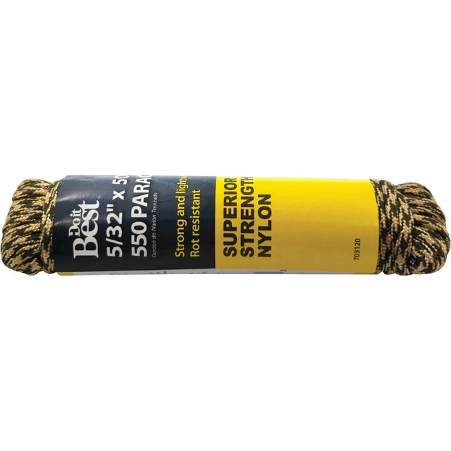 Do it Best 550 5/32 In. x 50 Ft. Camouflage Nylon Paracord 703120 SIM Supply,
