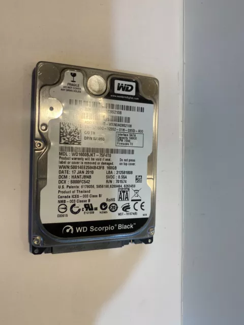 Western Digital Scorpio Black 160GB 7200RPM 2.5" HDD Hard Drive WD1600BJKT