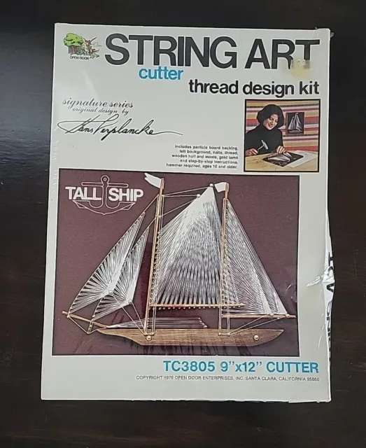 Open Door STRING ART TC3805 Cutter Tall Ship Thread Design Kit  Vtg. 1970s MCM