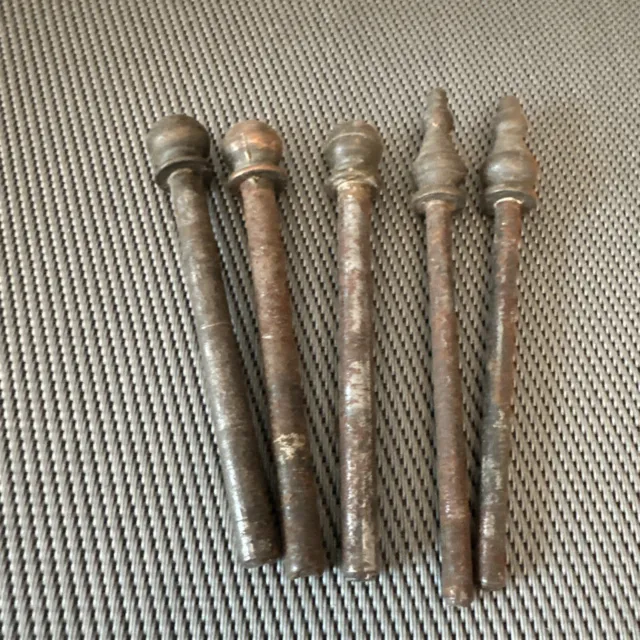 5 Antique / Vintage Cannon Ball & Fancy Top Door Hinge Pins Only Hardware