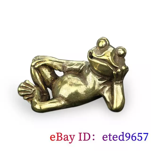 Brass Frog Figurines Fengshui Statuette Handmade Copper Collection Tea pet