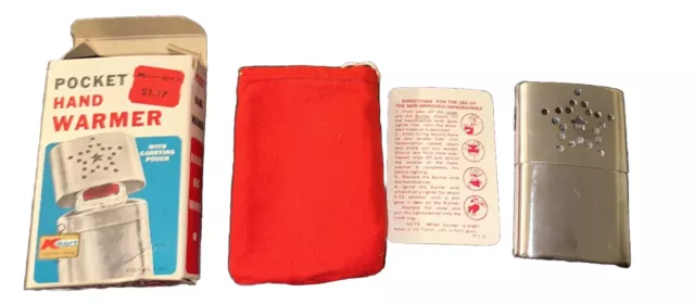 Vintage Kmart Pocket Hand Warmer Original Box & Pouch Star Design K502