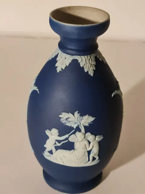 Antique Wedgwood Jasperware Small Cobalt Blue Bud Vase 2