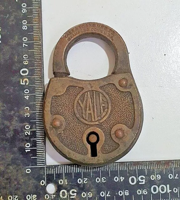 Antique Yale Padlock Solid Brass Lock Stamp Yale & Towne M.f.g.co Usa Authentic