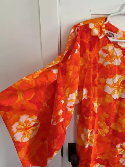 Vintage hawaii Pomare Barkcloth Dress Muumuu liberty house caftan tahiti imports