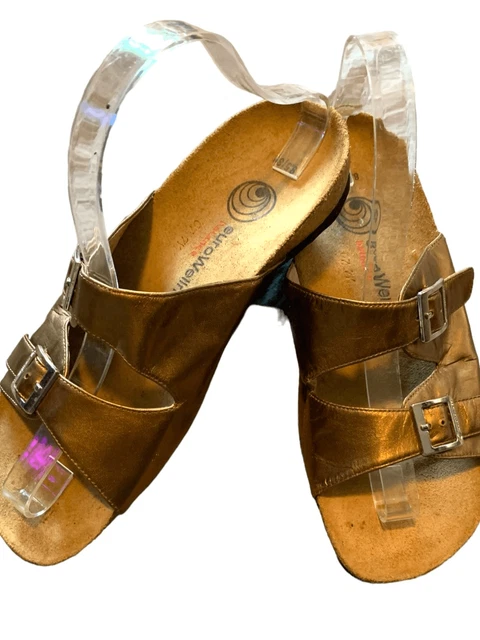 euroWellness Balance Leather Metallic Sandals 8.5