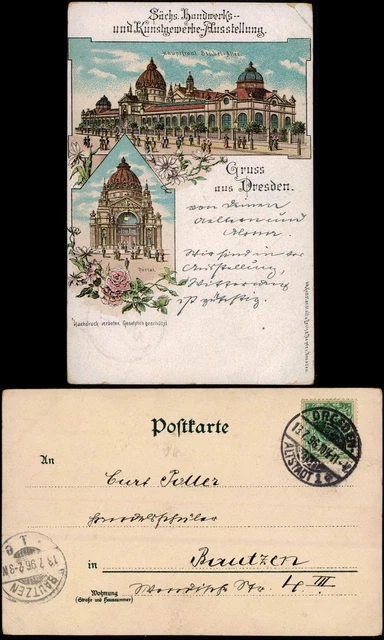 Litho AK  Dresden Ausstellungspalast - 2 Bild, Stübelallee 1896