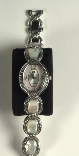Ecclissi Floral Sterling Silver Mother-of-Pearl Bracelet Link Watch In Box! New!