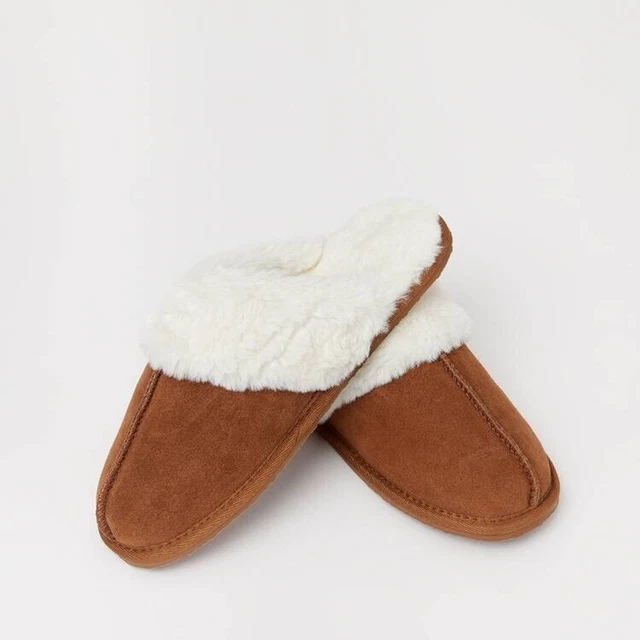 Totes tan suede mule slippers clearance