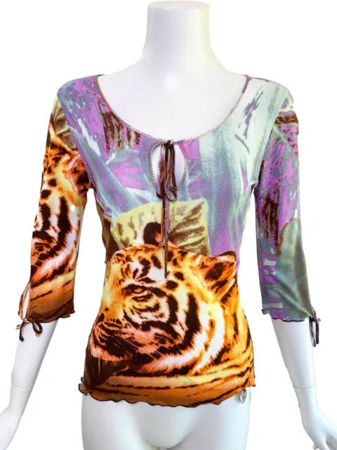 Roberto Cavalli Class Top Y2K Vintage Spring 2000 Tiger