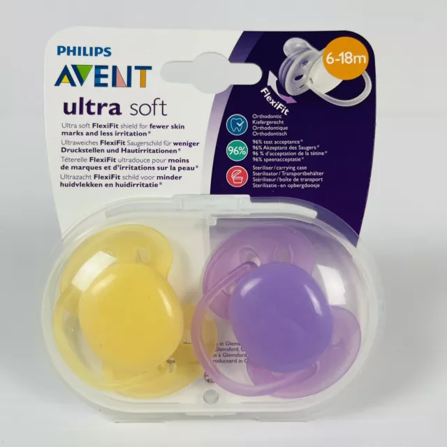 PHILIPS AVENT Ultra M Silicone Pacifier Ultra Air Flex Fit 0-6m Soother 2  Pcs