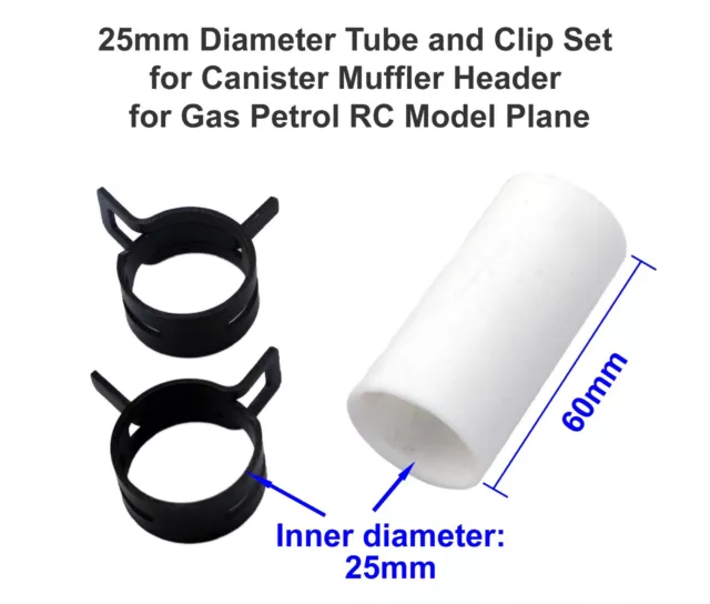 Tube and Clip set for Canister Muffler Header Gas Petrol RC Model Plane