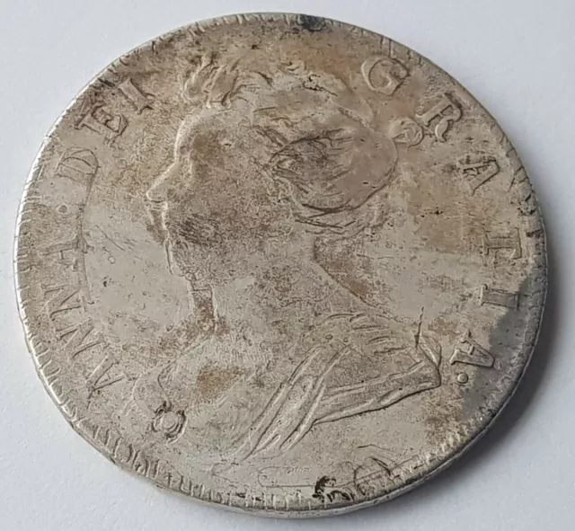 1707 Queen Anne Half Crown (KM#518.4) Silver Coin