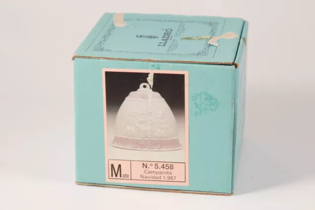 Vintage Lladro Fine Matte Porcelain Annual Christmas Bell '87 Spain New Open Box