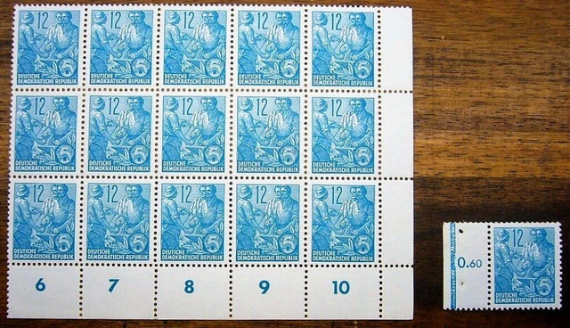 DDR MiNr. 410Y Eckrand 15er-Block + Einzel tadellos postfrisch, 400.-