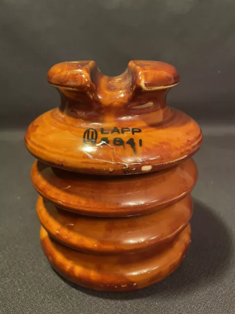Vintage LAPP 5841 Large Ceramic Brown Insulator
