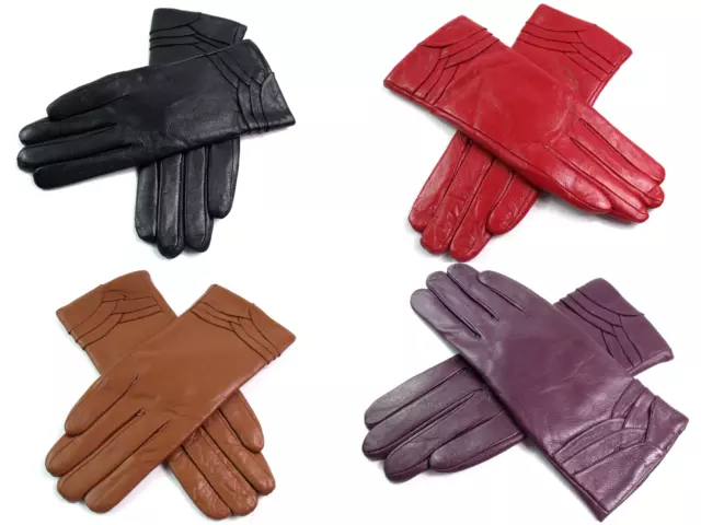 Ladies Womens Premium Quality Genuine Soft Leather Gloves Fur Lined Warm Winter