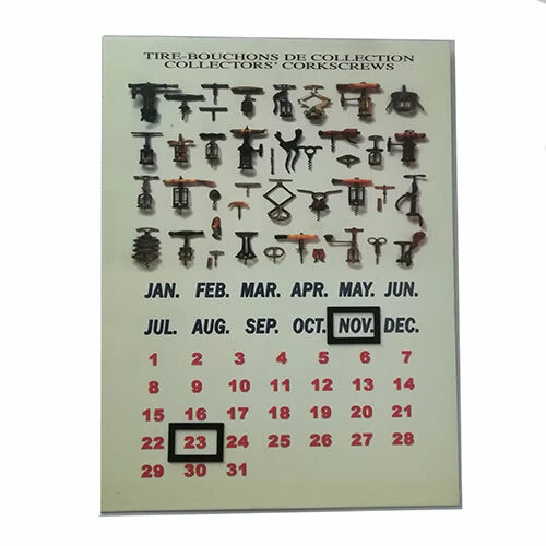Calendario perpetuo da parete vintage in metallo 35x27 tire-bouchons collezione