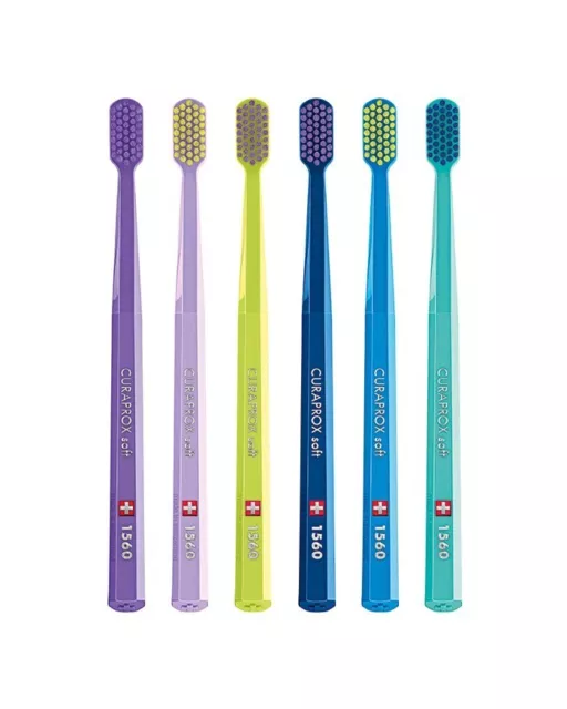 Curaprox 1560 Soft Toothbrush (Pack of 2 ), Random colors