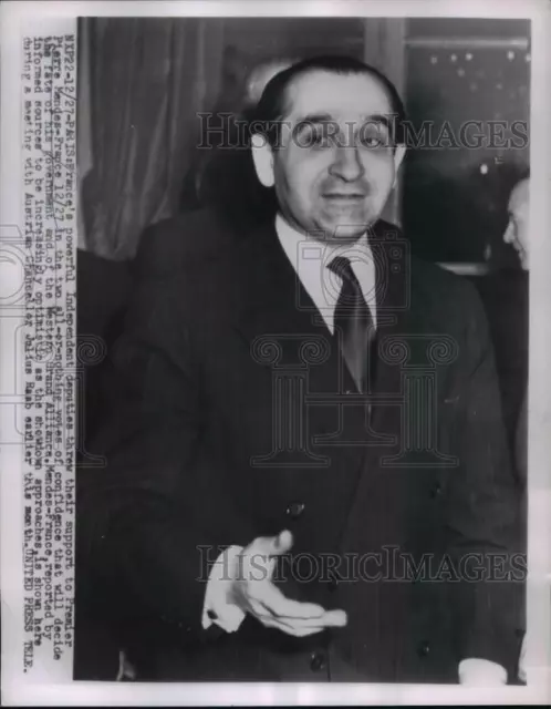 1955 Press Photo French Premier Pierre Mendes-France met with Julius Raab