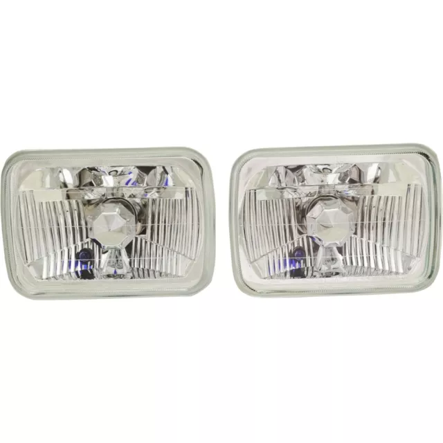 Rectangle Sealed Beam Headlamps Headlights Pair Set of 2 for Chevy Pickup Truck