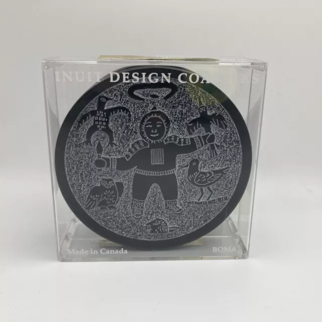 4 BLACK AND White Inuit Hunter Design Coasters $15.00 - PicClick